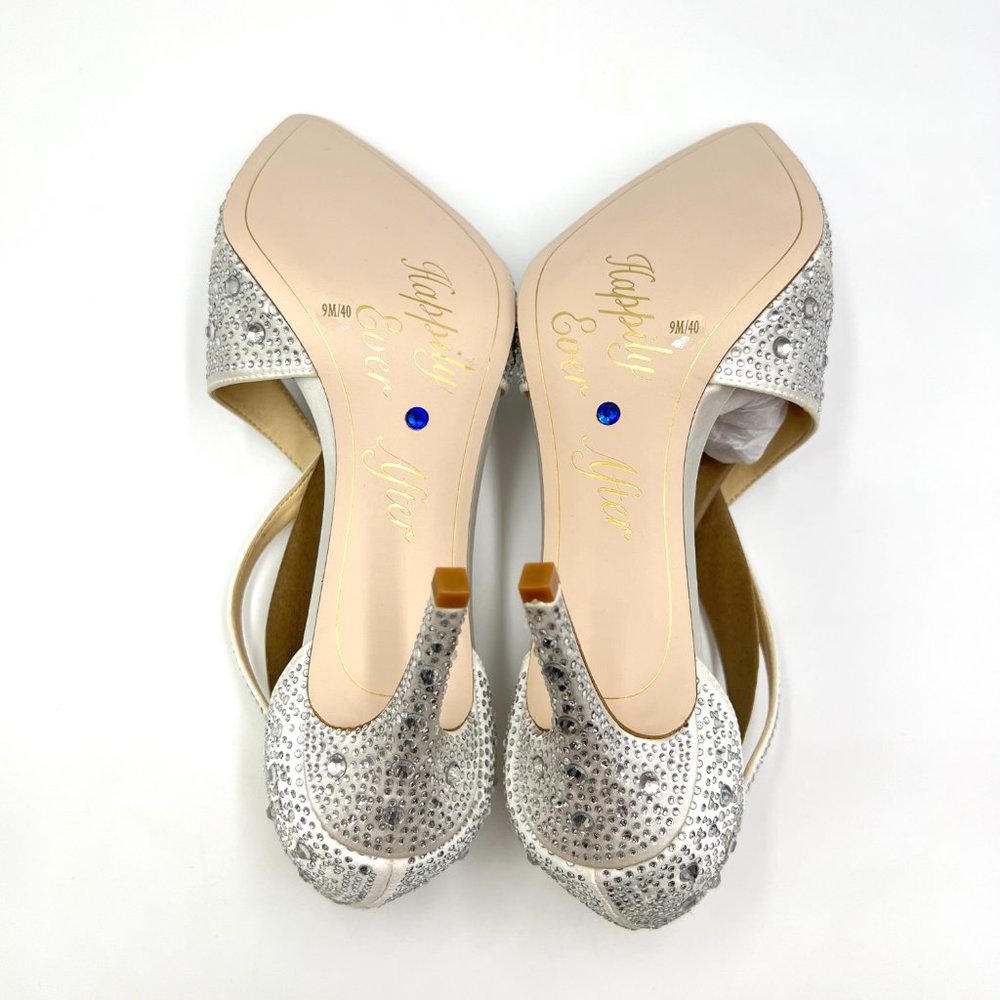 Jessica Simpson Size 9 White Satin Stiletto Point Toe D'Orsay Heels Pumps Shoes - Picture 9 of 13